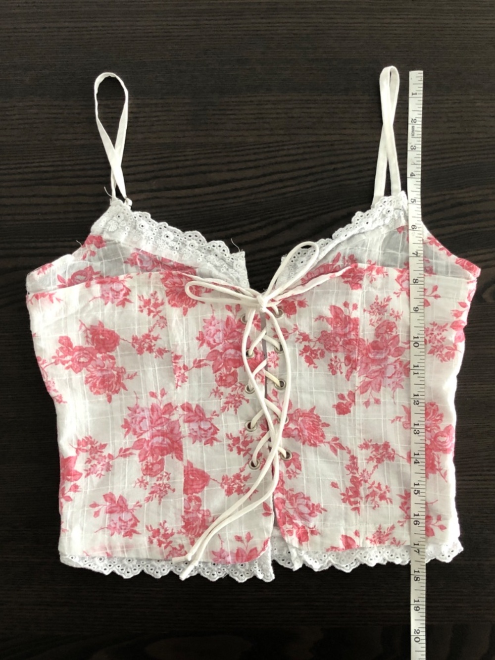 Sky To Moon Sugar Bloom Floral Lace Up Corset Top L